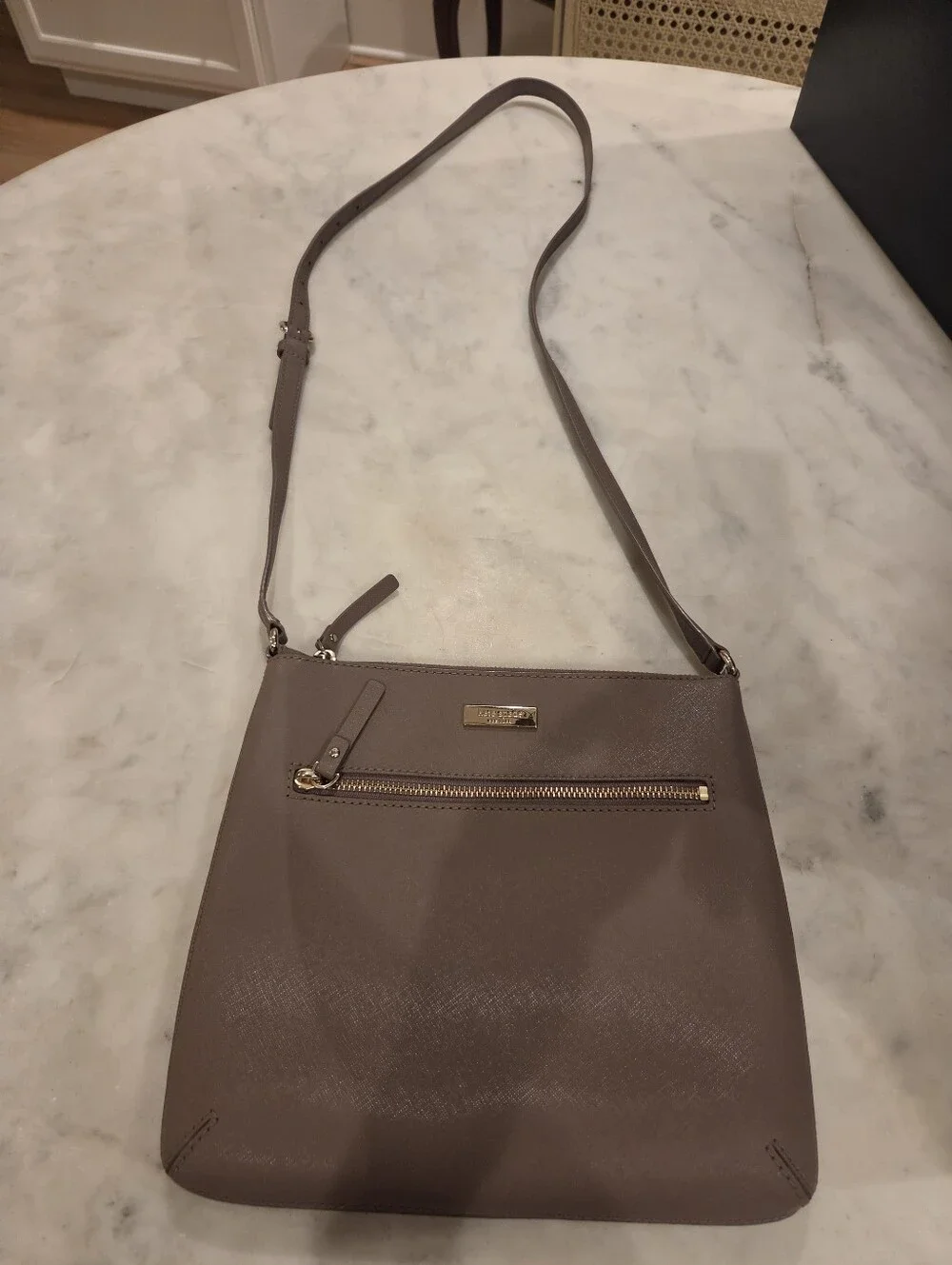 Kate Spade Laurel Way Rima Crossbody Bag Taupe Leather